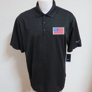 New L-3XL USA Black Nike Dri-Fit Men's db #02G Polo Shirt